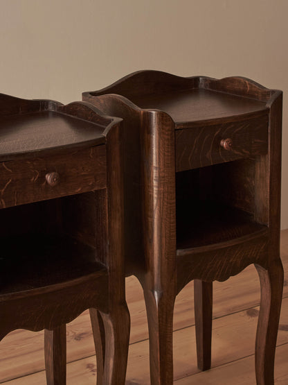 French vintage oak bedside tables