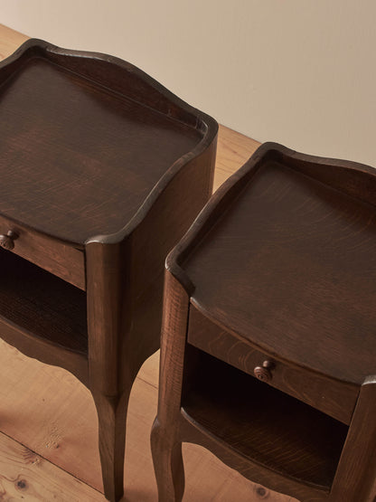 French vintage oak bedside tables