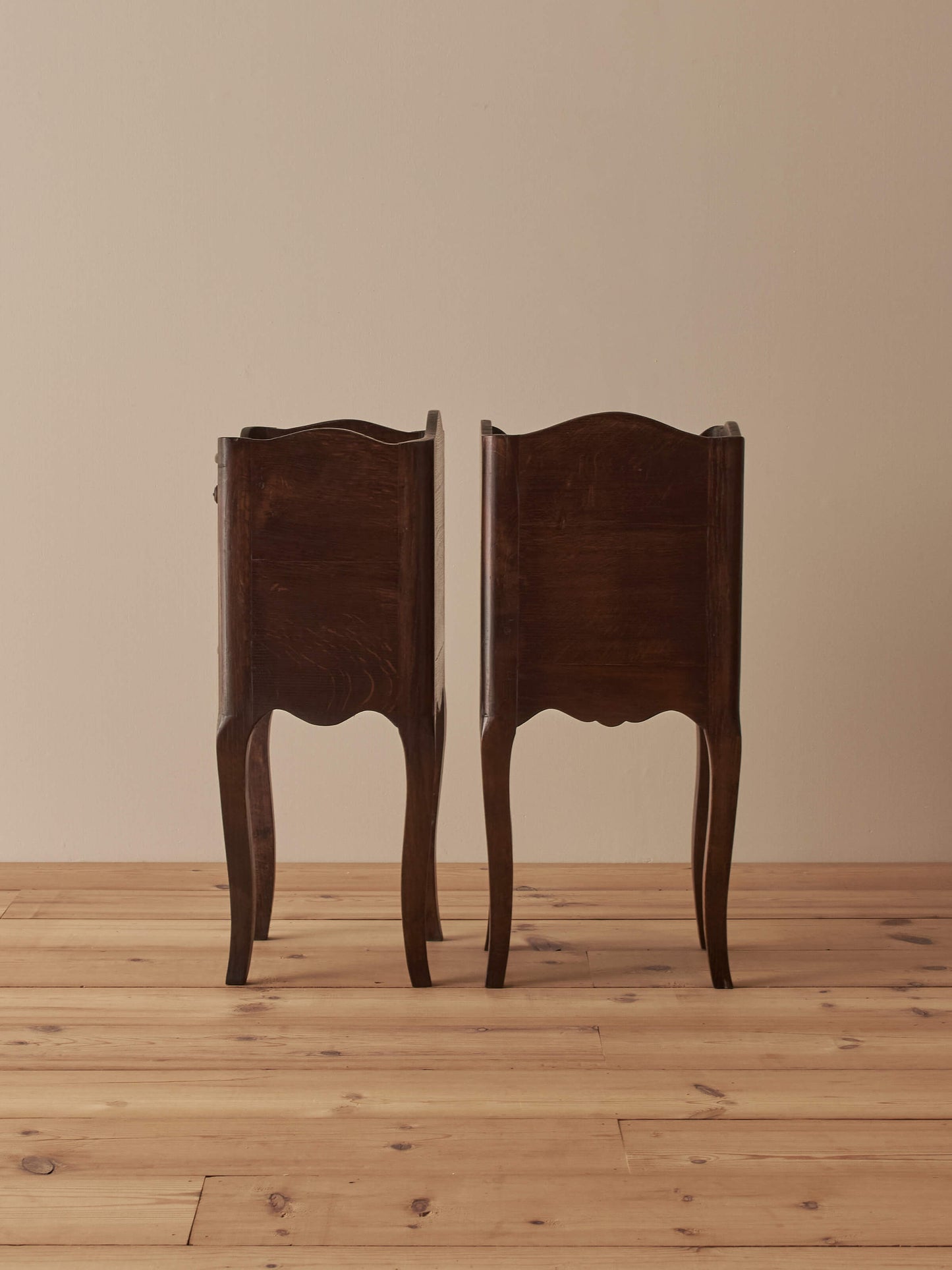 French vintage oak bedside tables