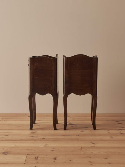 French vintage oak bedside tables