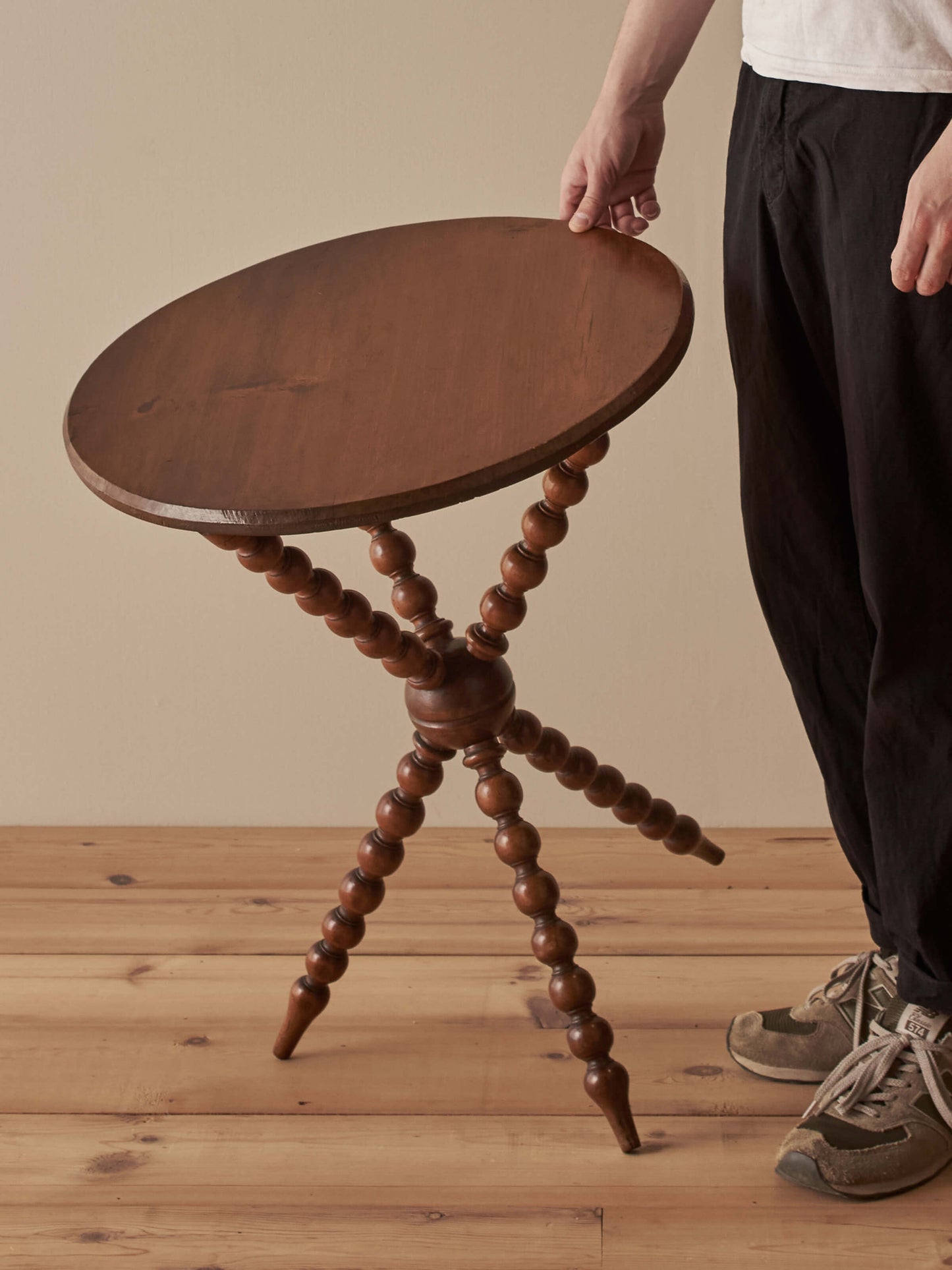 French vintage cherry and walnut gypsy table