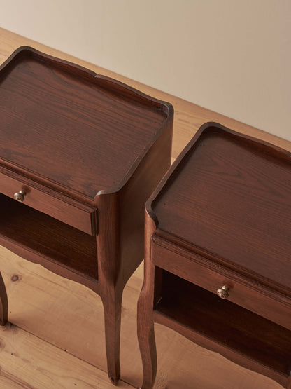 Pair of vintage oak French bedside tables