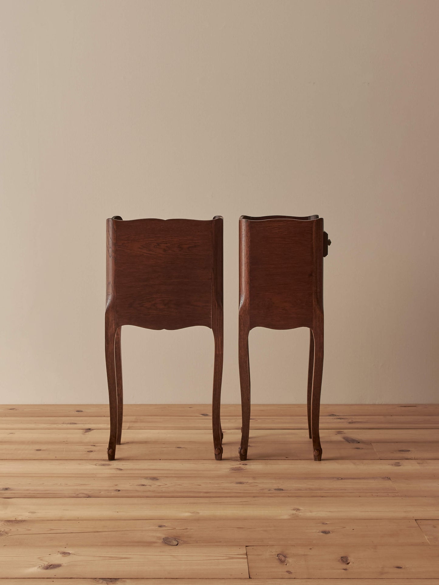 Pair of vintage oak French bedside tables