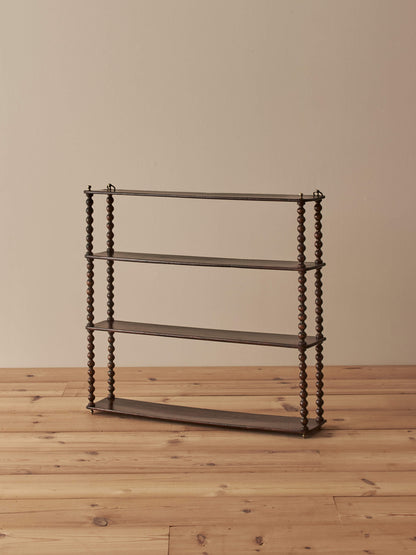 French vintage simulated-rosewood bobbin wall-shelf