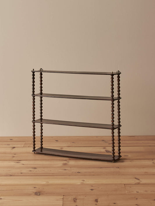 French vintage simulated-rosewood bobbin wall-shelf