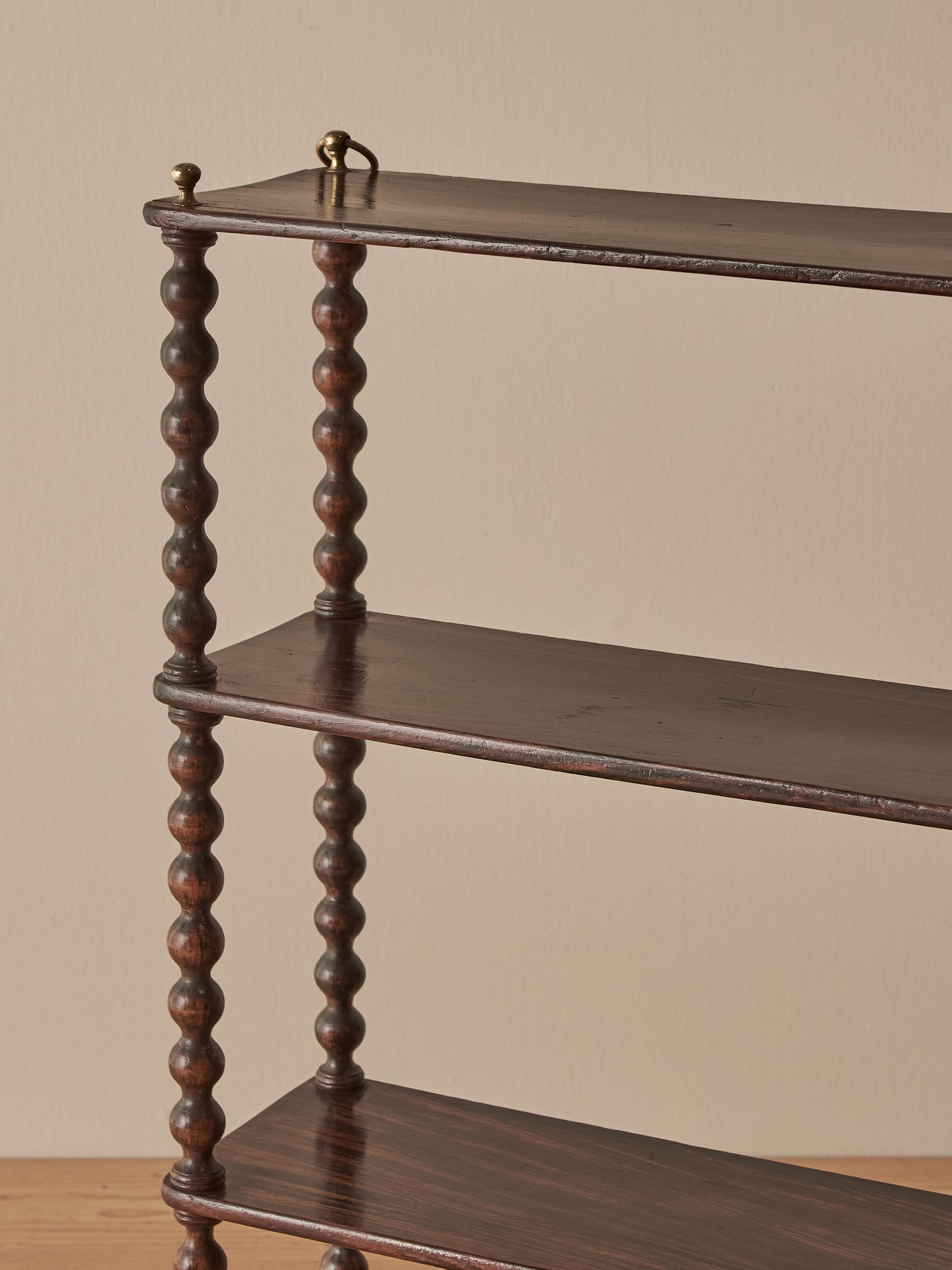 French vintage simulated-rosewood bobbin wall-shelf
