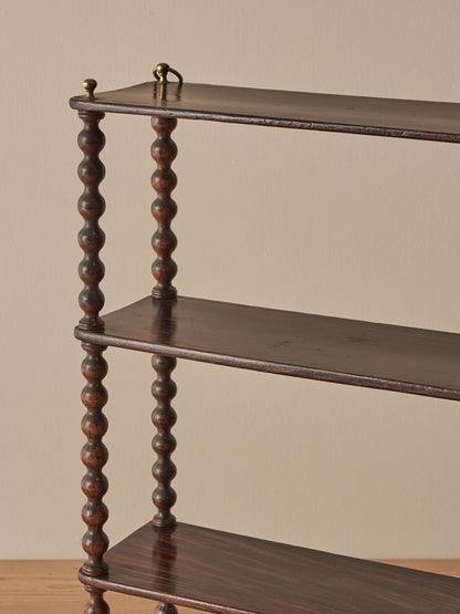 French vintage simulated-rosewood bobbin wall-shelf