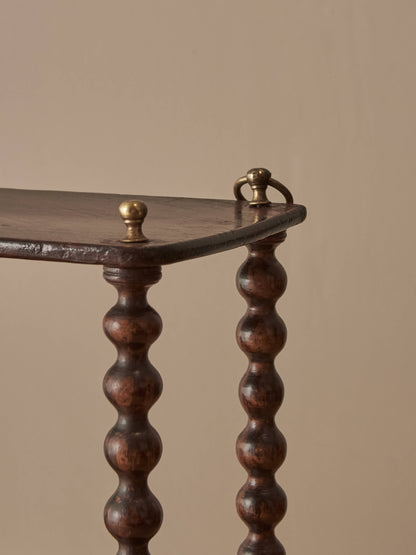 French vintage simulated-rosewood bobbin wall-shelf
