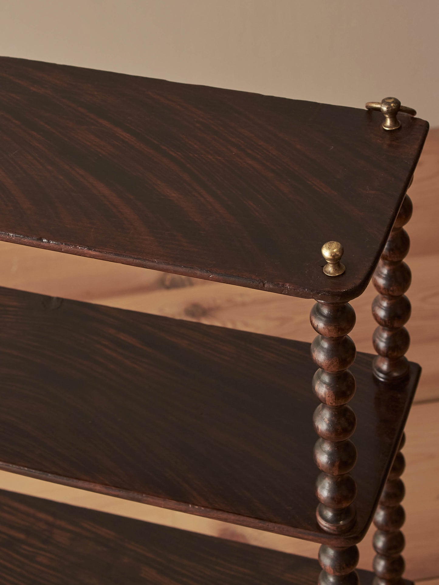 French vintage simulated-rosewood bobbin wall-shelf