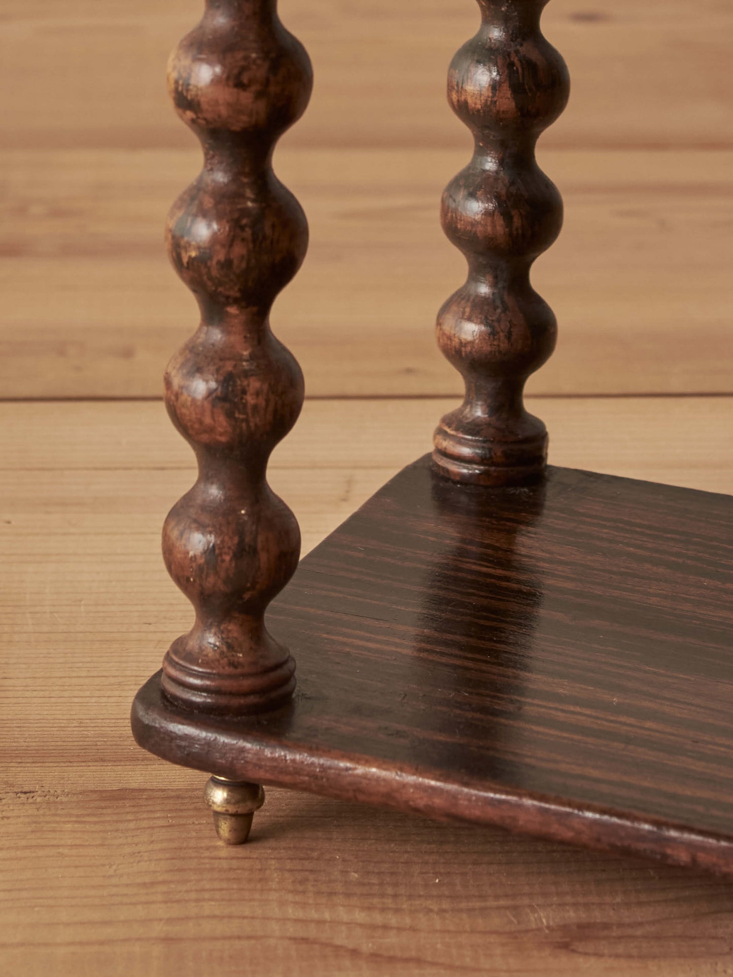 French vintage simulated-rosewood bobbin wall-shelf