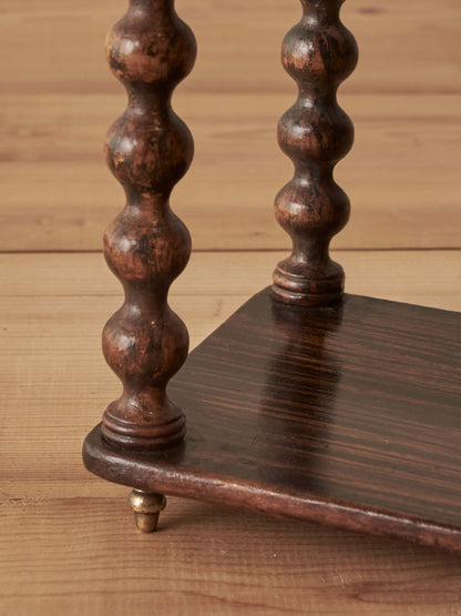 French vintage simulated-rosewood bobbin wall-shelf