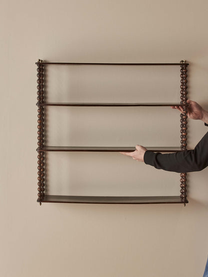 French vintage simulated-rosewood bobbin wall-shelf