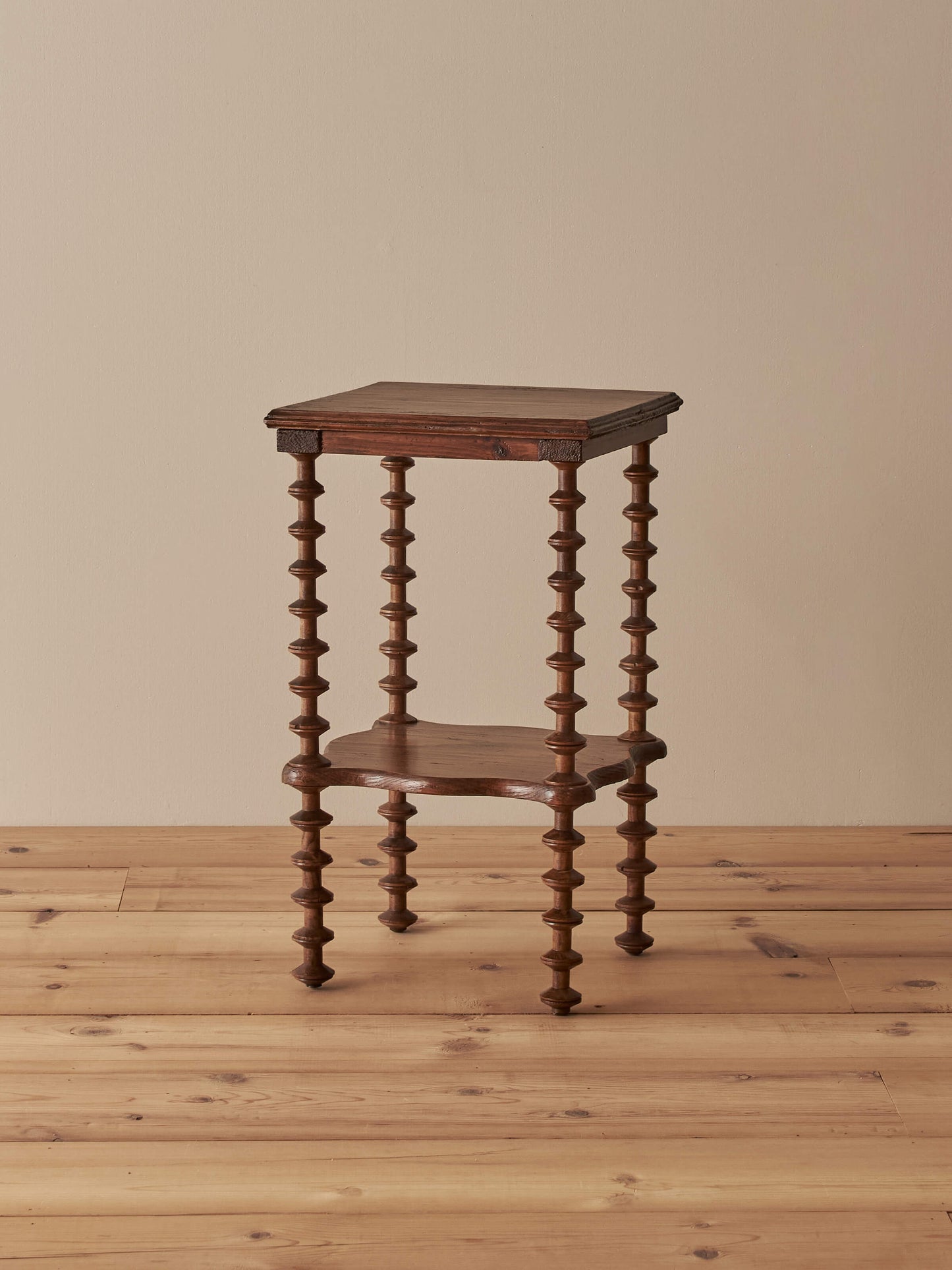 French vintage pine bobbin-spindle side table