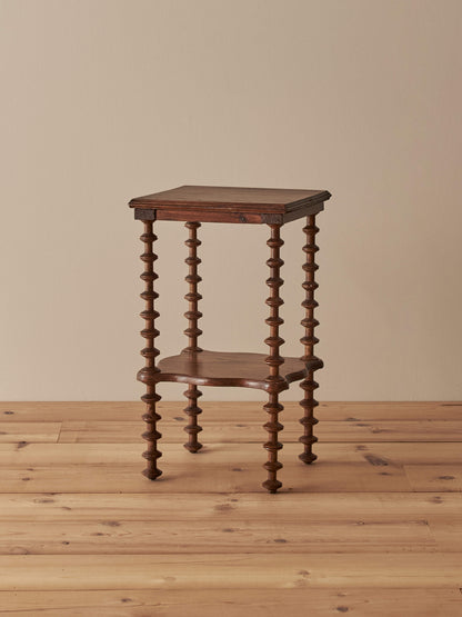 French vintage pine bobbin-spindle side table