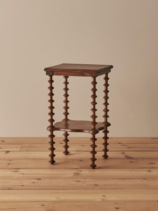 French vintage pine bobbin-spindle side table