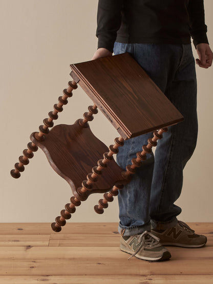 French vintage pine bobbin-spindle side table