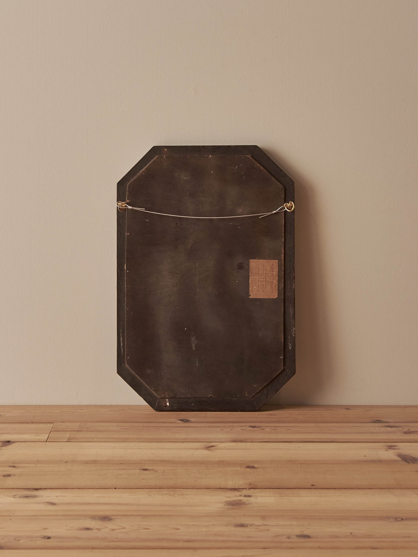 Edwardian oak octagonal bobbin-beaded mirror