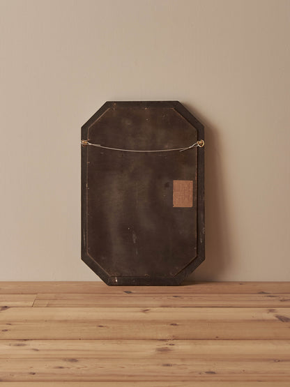 Edwardian oak octagonal bobbin-beaded mirror