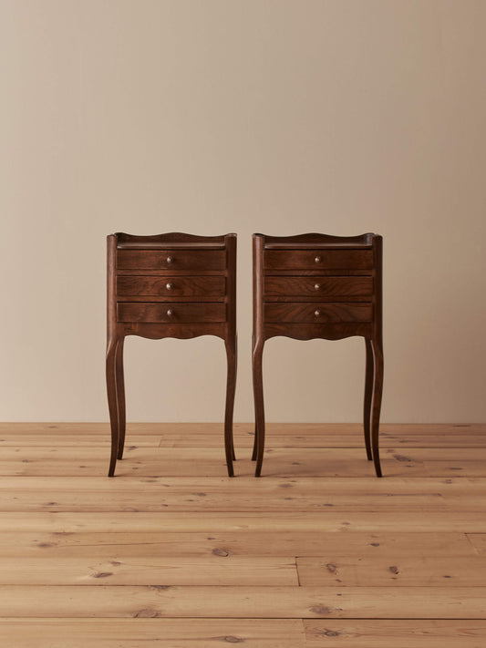 Pair of French vintage oak bedside tables