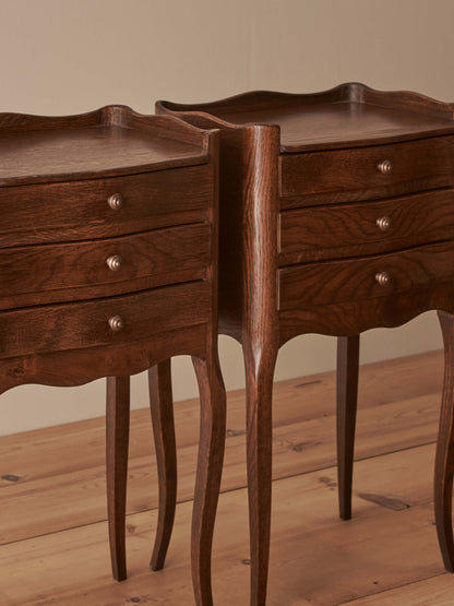 Pair of French vintage oak bedside tables