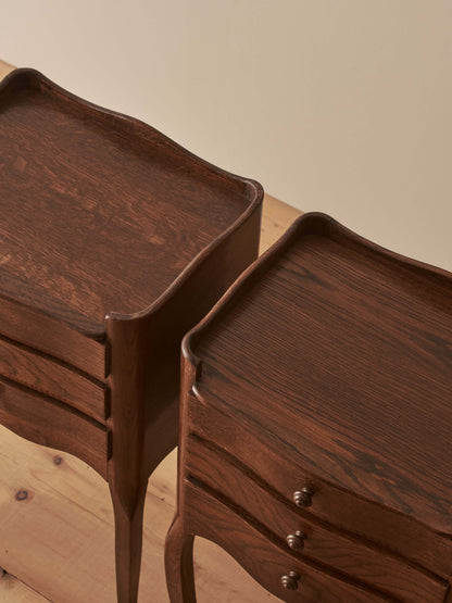 Pair of French vintage oak bedside tables