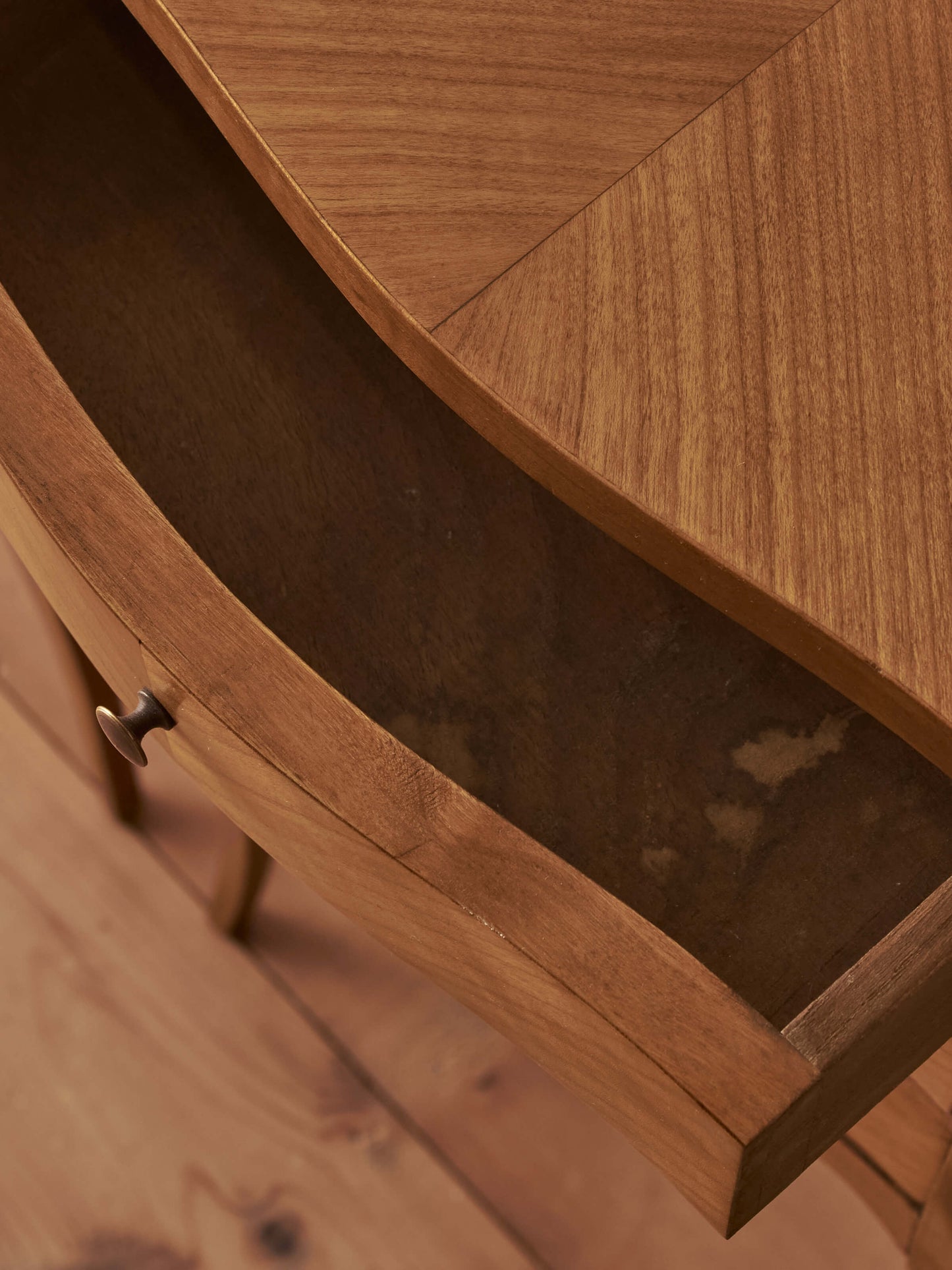 Pair of French vintage blonde marquetry bedside tables