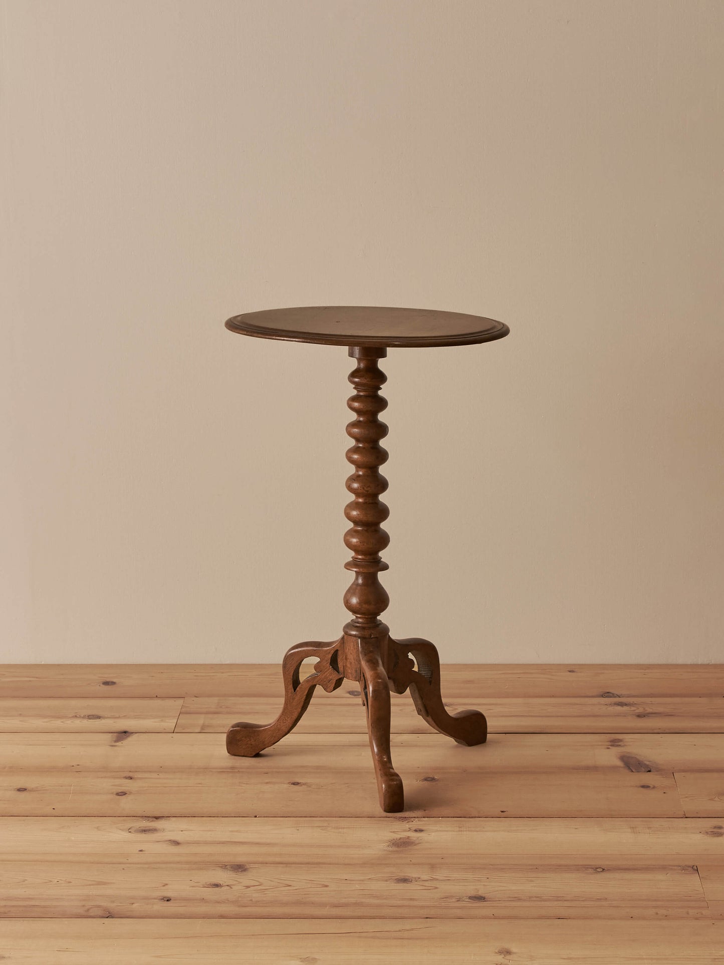 French antique walnut bobbin occasional table