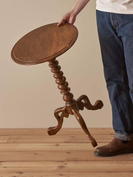 French antique walnut bobbin occasional table