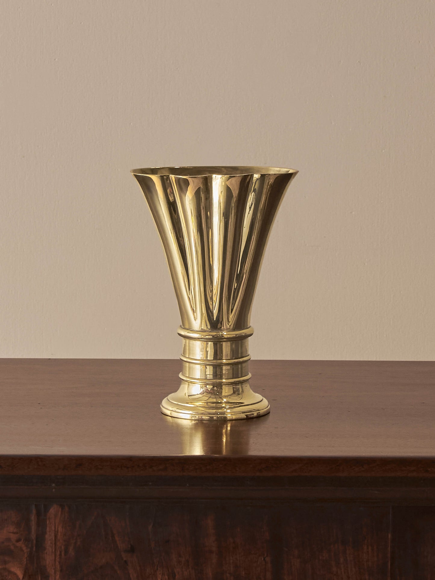 Art Deco brass fluted vase