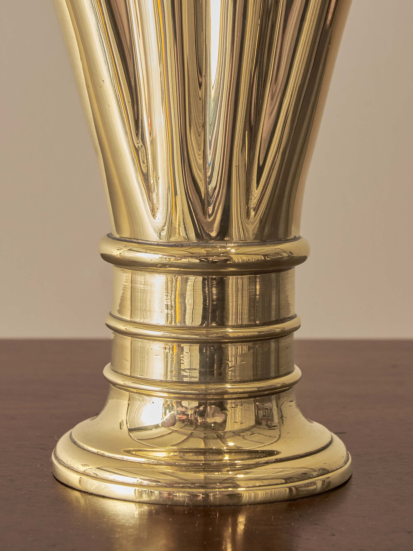 Art Deco brass fluted vase