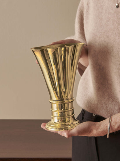 Art Deco brass fluted vase