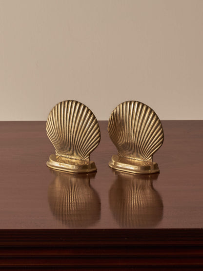Pair of vintage brass clam bookends