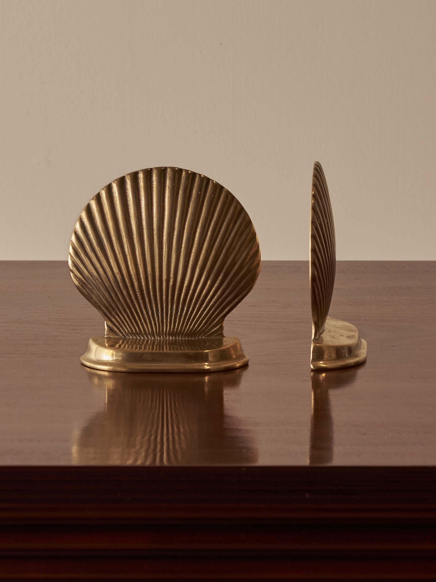 Pair of vintage brass clam bookends