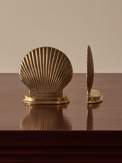 Pair of vintage brass clam bookends