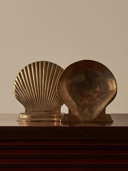 Pair of vintage brass clam bookends