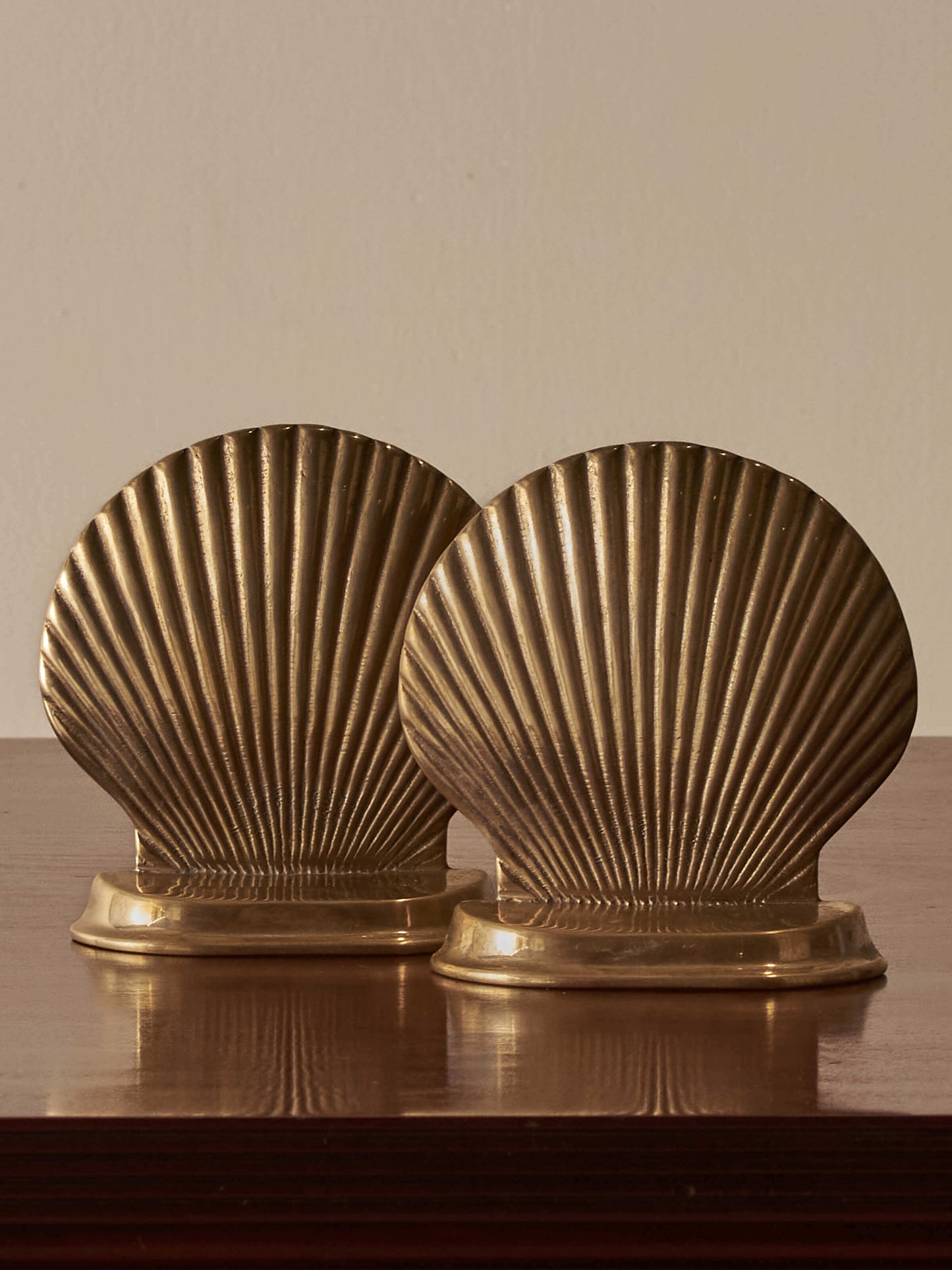 Pair of vintage brass clam bookends