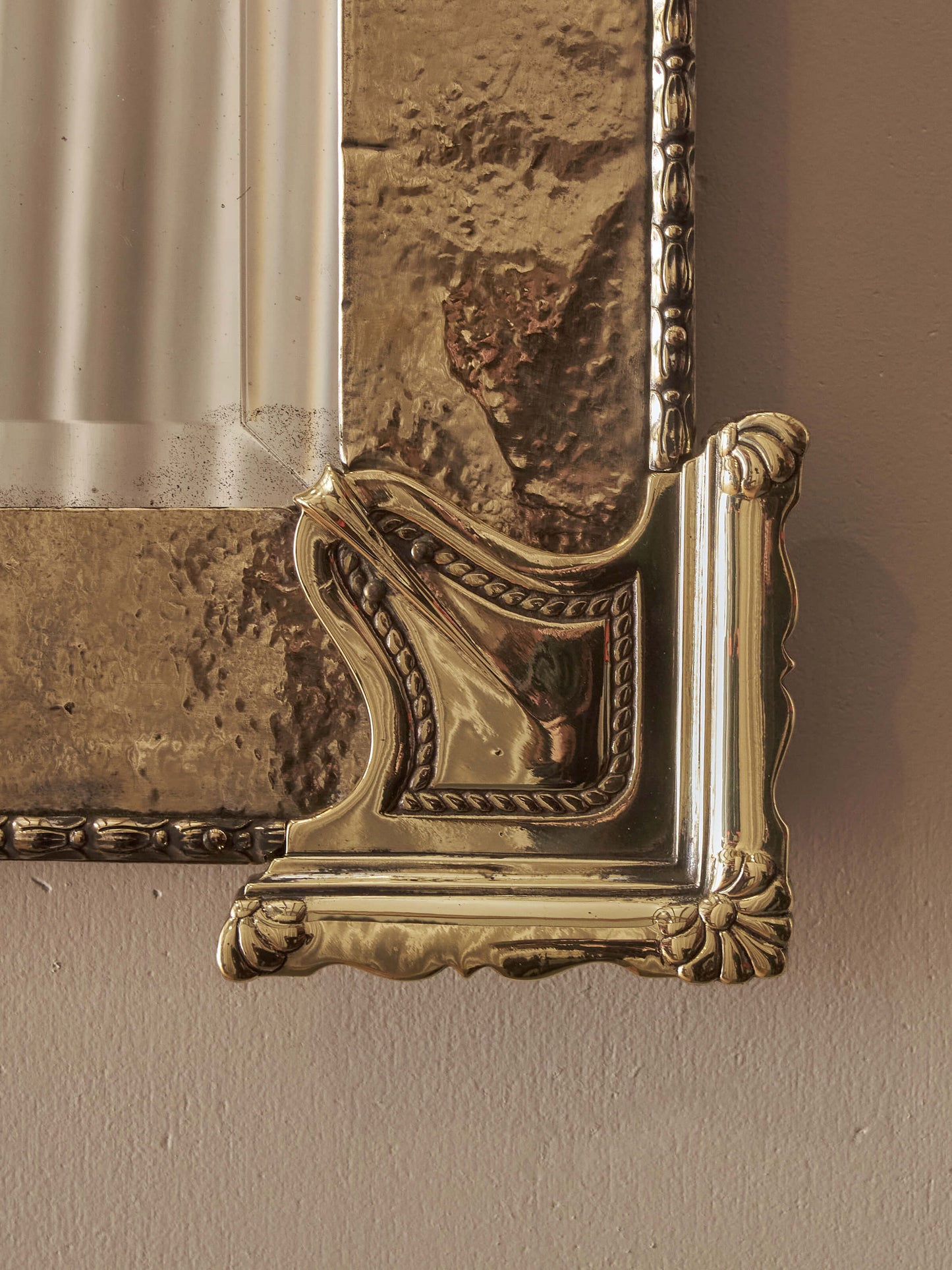Arts and Crafts brass wall mirror