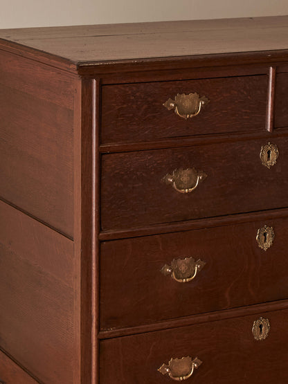 Georgian oak chest of drawers on bun feet