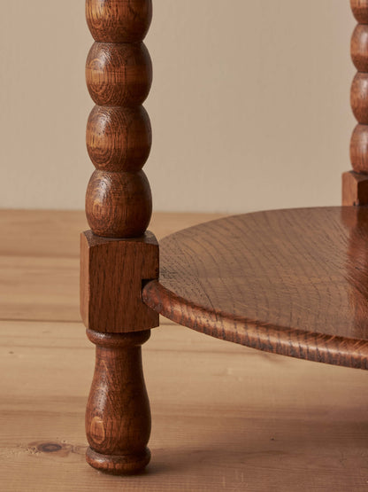 French vintage circular oak bobbin table