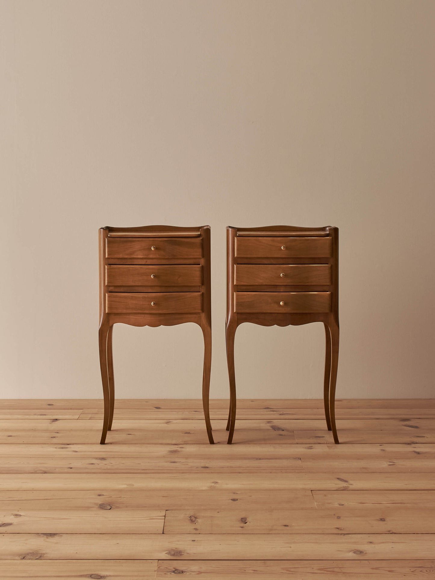 Pair of French vintage cherry bedside tables
