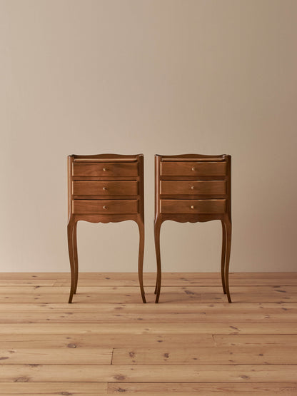 Pair of French vintage cherry bedside tables