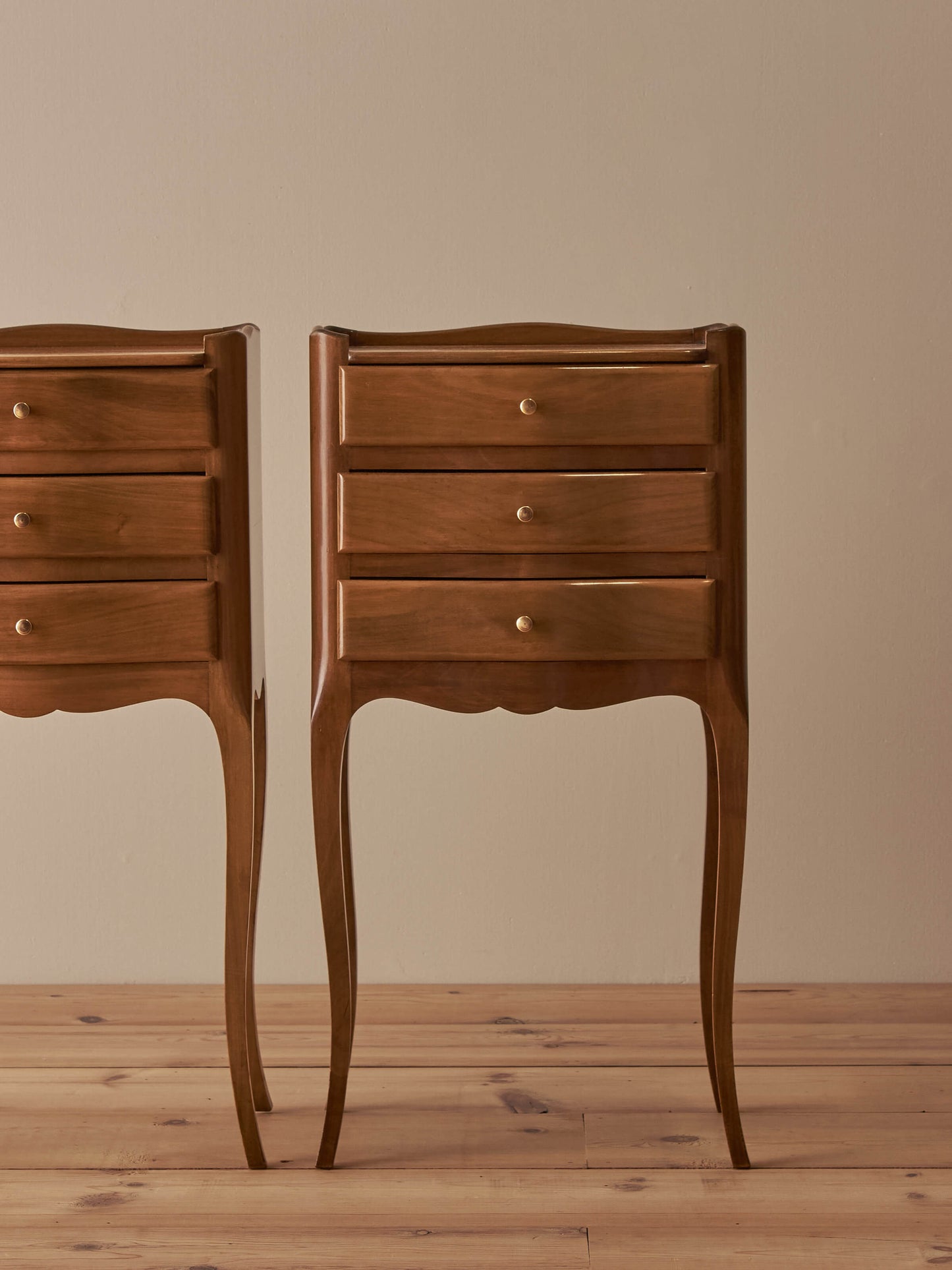 Pair of French vintage cherry bedside tables