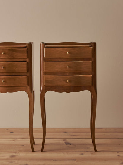 Pair of French vintage cherry bedside tables