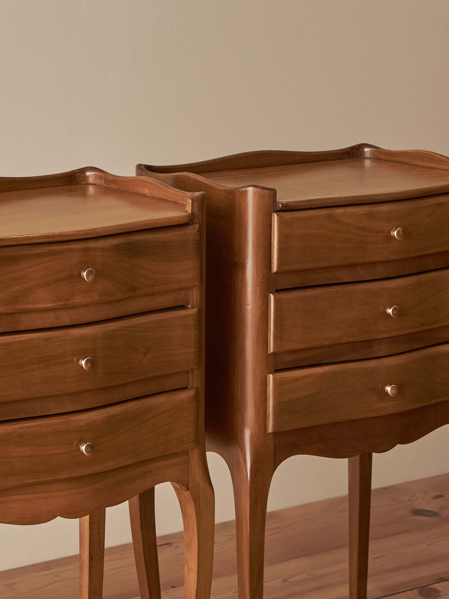 Pair of French vintage cherry bedside tables