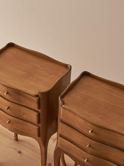 Pair of French vintage cherry bedside tables