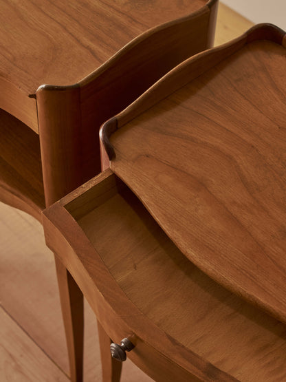 Pair of vintage French cherry bedside tables