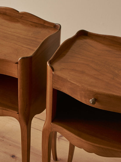 Pair of vintage French cherry bedside tables