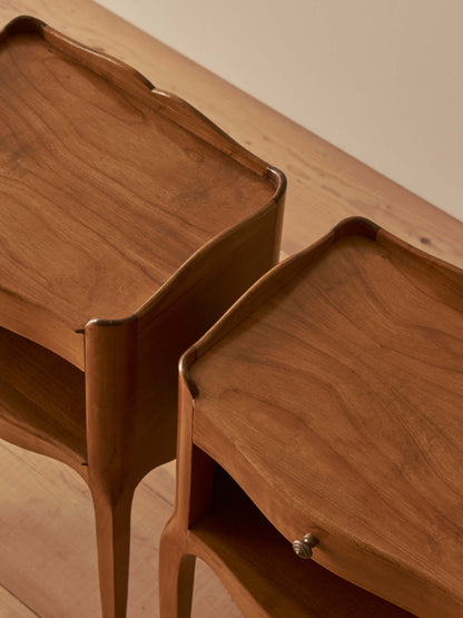 Pair of vintage French cherry bedside tables