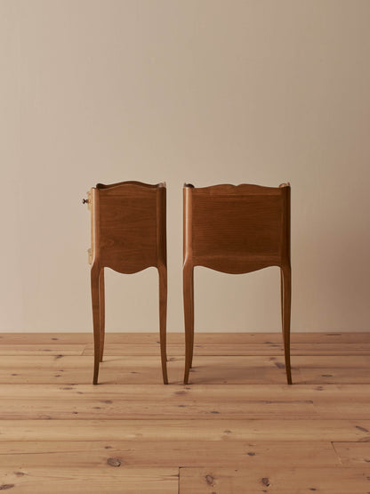 Pair of vintage French cherry bedside tables