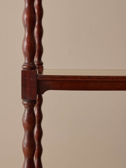 Victorian mahogany bobbin whatnot on castors